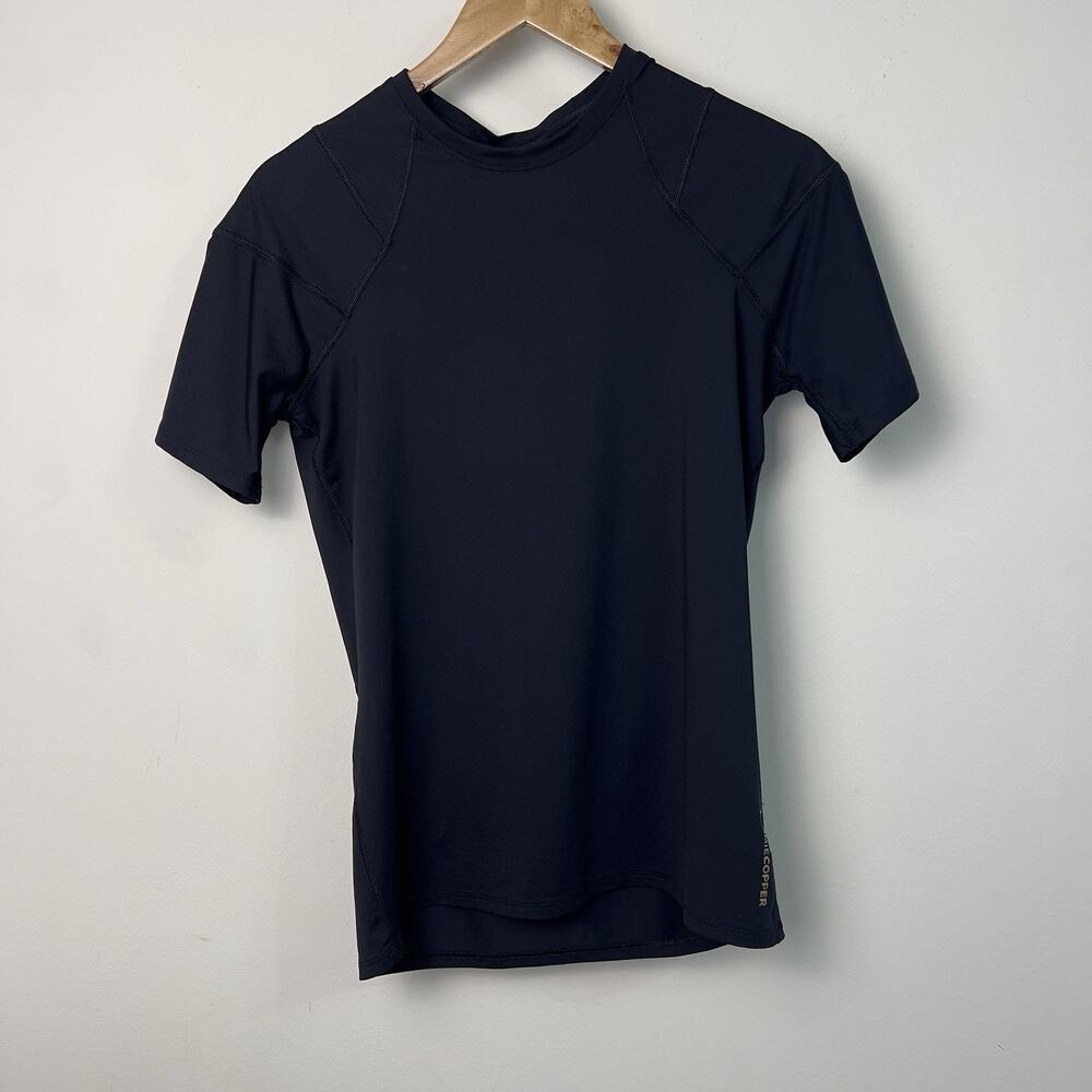 Tommie Copper Black Fitted Athletic Top Size Large Shoulder & Back Support